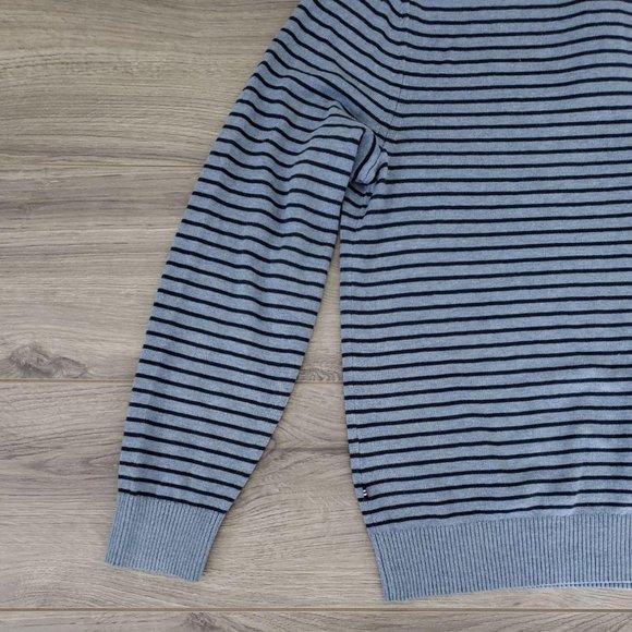 Nautica Mock Turtleneck Striped Knit Pullover Sweater Blue Size Medium - Picture 5 of 11